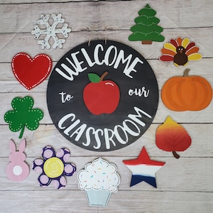 Welcome to Our Classroom Sign, Teacher Appreciation Gift, Teacher Door Hanger, Interchangeable Classroom Sign, Gift for Teacher