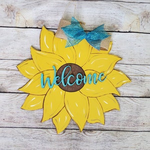 Sunflower Door Hanger, Spring Door Sign, Summer Door Hanger, Door Wreath, Sunflower Welcome Sign.