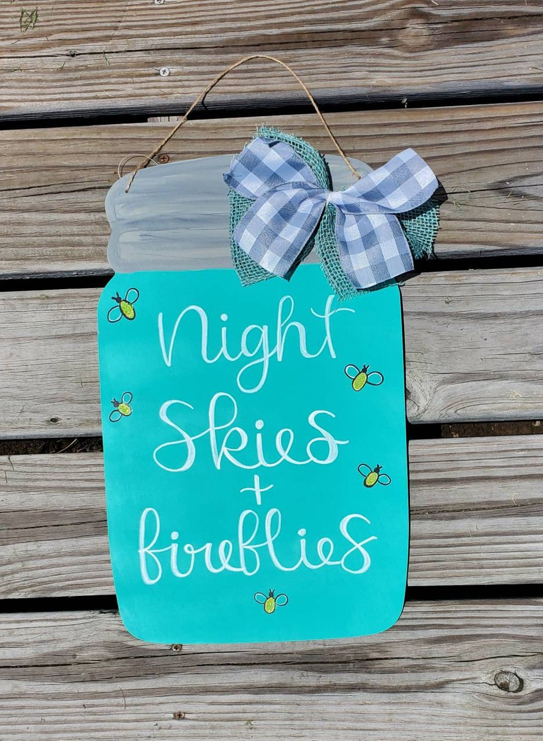 Summer Door Hanger, Cabin Door Sign, Night Skies and Fireflies, Summer