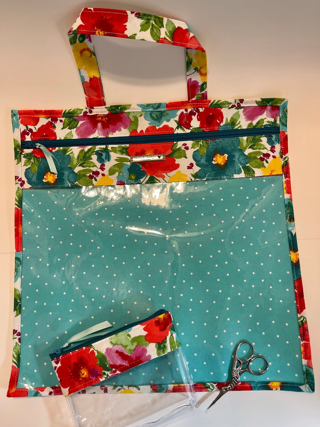 Xlarge Zippered Clear Vinyl Project Bag With Handle Small Etsy