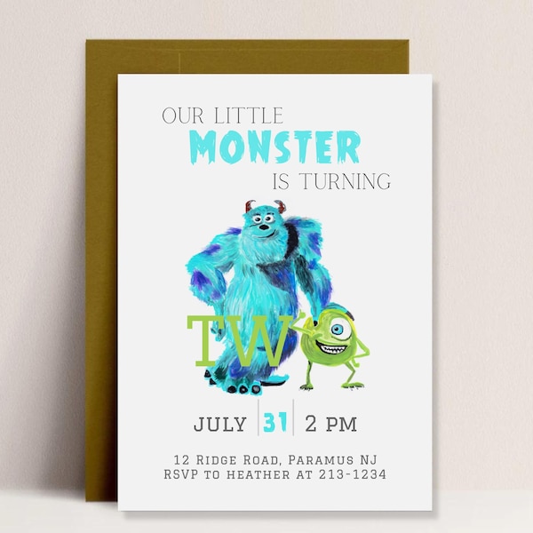 Monsters Inc Birthday Invitation, Scare Party, Editable (Digital Download)