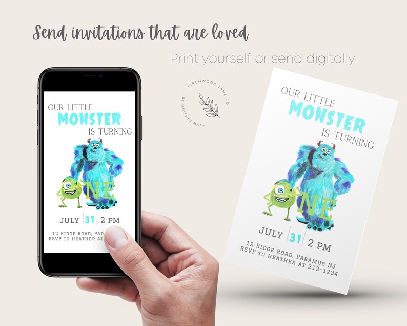 Monsters Inc Birthday Party Invitation, Monster Party Invitation, Scare