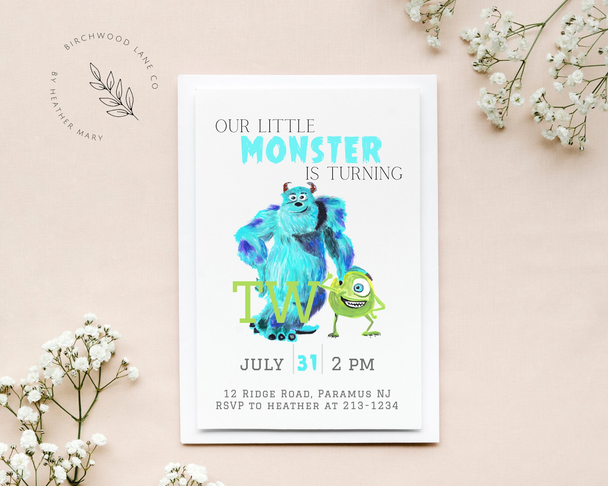 Monsters Inc Birthday Party Invitation, Monster Party Invitation, Scare ...