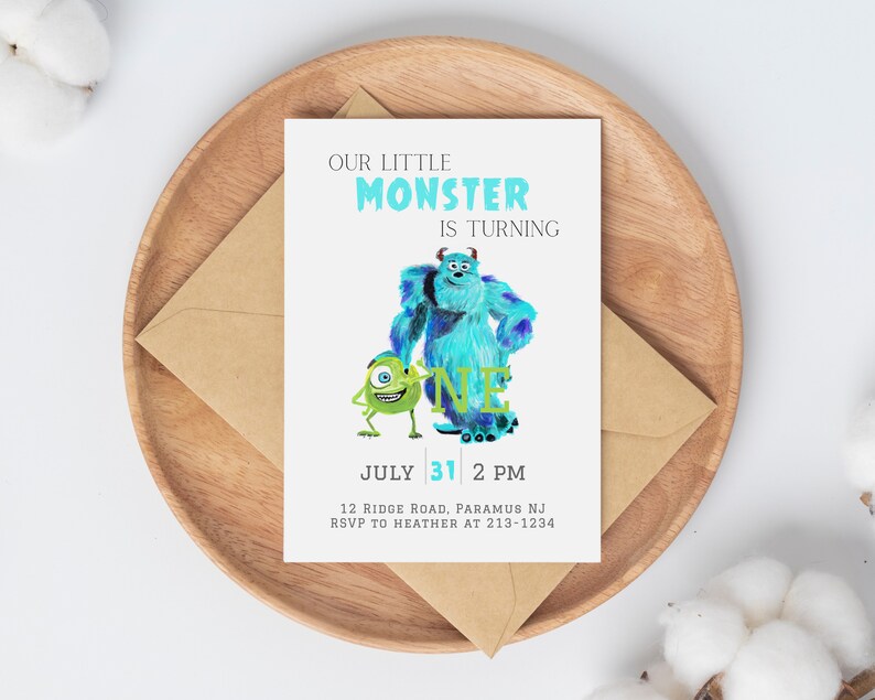 Monsters Inc Birthday Party Invitation, Monster Party Invitation, Scare