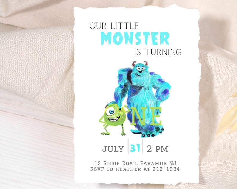 Monsters Inc Birthday Party Invitation, Monster Party Invitation, Scare