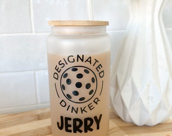 Pickleball Paddle Gift Tumbler Glass Cup Iced Coffee Beer Glass Pickleball Gift Retirement Gift Christmas Gift Custom Pickleball Paddle Gift