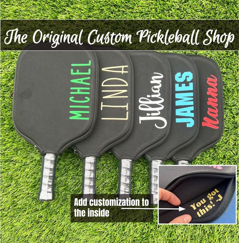 Personalized Pickleball Paddle Cover Gift Personalized Pickleball Cover Custom Pickleball Paddle Pickleball Christmas Gift Retirement Gift image 1