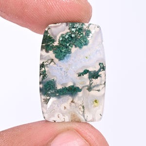 Wonderful Top Quality 100% Natural Green Moss Agate Radiant Shape Cabochon Loose Gemstone For Making Jewelry 18.40 Ct 24X16X5 MM OV-21