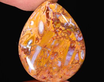 Agata naturale di radice di palma a forma di pera, pietra preziosa sciolta cabochon per la creazione di gioielli, 28,70 ct, 29 x 23 x 5 mm, OV-848