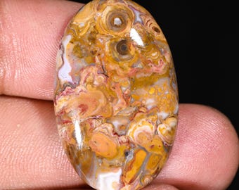Natural Palm Root Agate Oval Shape Cabochon Loose Gemstone For Making Jewelry 41.10 Ct 33X21X7 MM OV-836