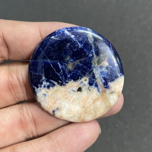 Sodalite Cabochon,Natural Sodalite Smooth Round Shape Cabochon with Amazing Quality, 66 Ct, 38X38X5 //K152