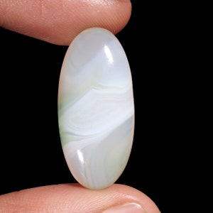 Tempting Top Quality Natural Green Botswana Agate Oval Shape Cabochon Loose Gemstone For Making Jewelry 22.10 Ct 30X14X6 MM UV-606