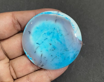 Dendrite Opal Cabochon, Natural Dendrite Opal Smooth Round Cabochon with Amazing Quality, 106 Ct, 48X48X5 // M-80