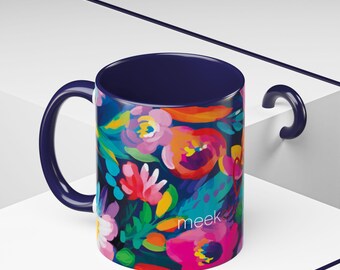 Bright Floral Coffee Mug – Colorful Hand-Painted Flower Design, Tea Lover Gift, Spring Mug for Mom, Birthday or Mother’s Day Present