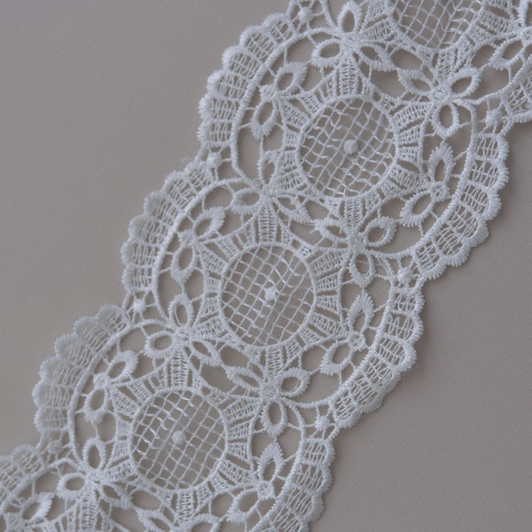 Clearance Venise Lace Trim, Venetian Lace, Guipure Lace, Double Scalloped Lace, Crocheted Lace, Sold by Yard, for Bridal Wedding Dress, Gown