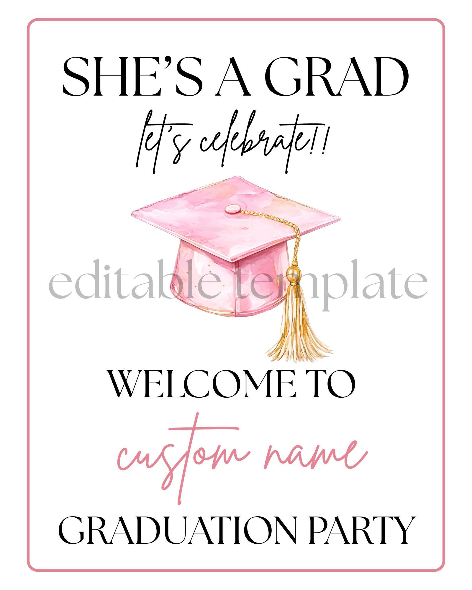 PINK Graduation Party Welcome Sign - Etsy