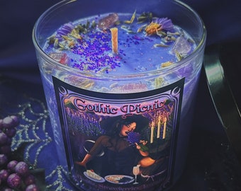 Gothic Picnic Candle, 100% Soy Wax, Spooky Cottagecore, Lavender, Strawberry, Vanilla, Spring, Gothic Candle, Gothic Gifts, Goth Gifts