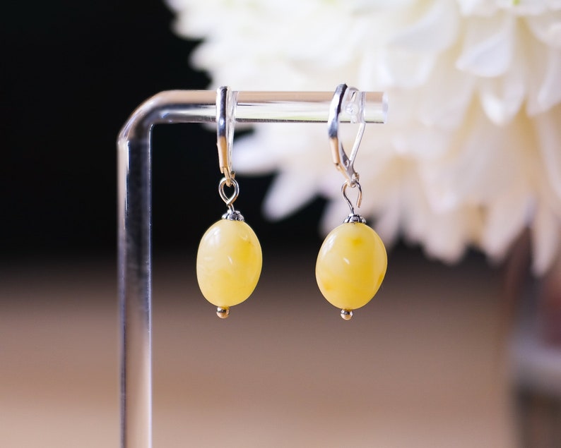 Pretty Valuable Butterscotch Baltic Amber Earrings Royal Yellow Matt