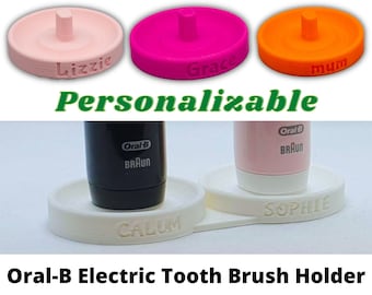 Personalised Oral-B Electric Toothbrush Stand or Holder with Drip Tray and Thicker base, essential bathroom organiser, many colors and sizes