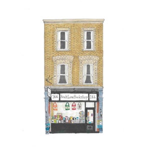 A5 PRINT Brick Lane Bookshop London Hand Drawn Illustration image 1