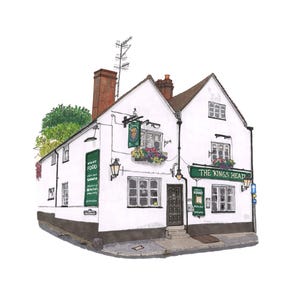 The King’s Head Pub Print | Quarry Street Guildford, Surrey Hand Drawn Illustration | A4 / A5 / A6