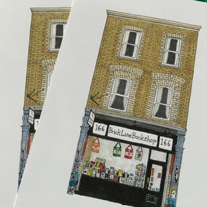 A5 PRINT Brick Lane Bookshop London Hand Drawn Illustration image 3