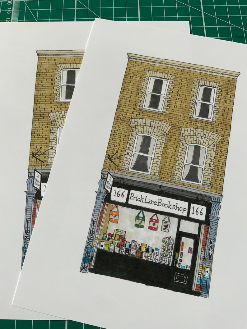 A5 PRINT Brick Lane Bookshop London Hand Drawn Illustration image 3