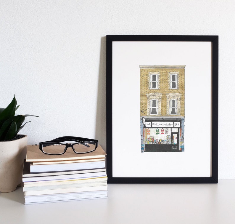 A5 PRINT Brick Lane Bookshop London Hand Drawn Illustration image 2