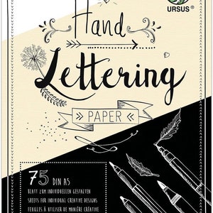 Handlettering Paper * DIN A5, 75 Blatt Tonkarton in Weiß, Creme und Schwarz * URSUS