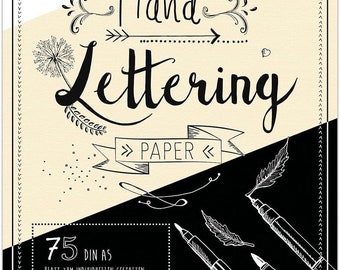 Handlettering Paper * DIN A5, 75 Blatt Tonkarton in Weiß, Creme und Schwarz * URSUS