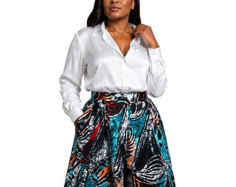 Ankara Culottes Hose, Crop-Hose mit weitem Bein, Palazzohose mit afrikanischem Druck, Statementhose mit hoher Taille, Boho-Hose für Frauen