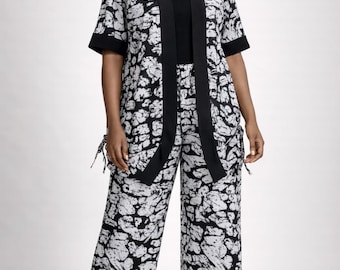 Ankara Kimono Set Women, African Print Two Piece Pant Set, Wide Leg High Waist Pants Outfit