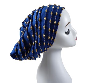 Embellished Royal Blue Beaded Turban il_1080xN.4739122853_i8v6.jpg main image 4