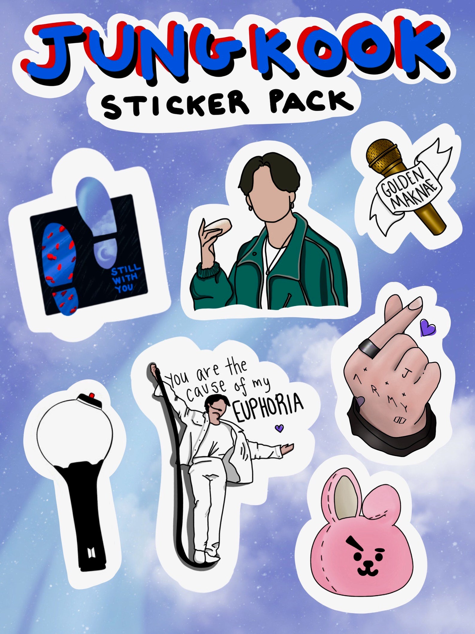BTS Jungkook Sticker Pack Etsy