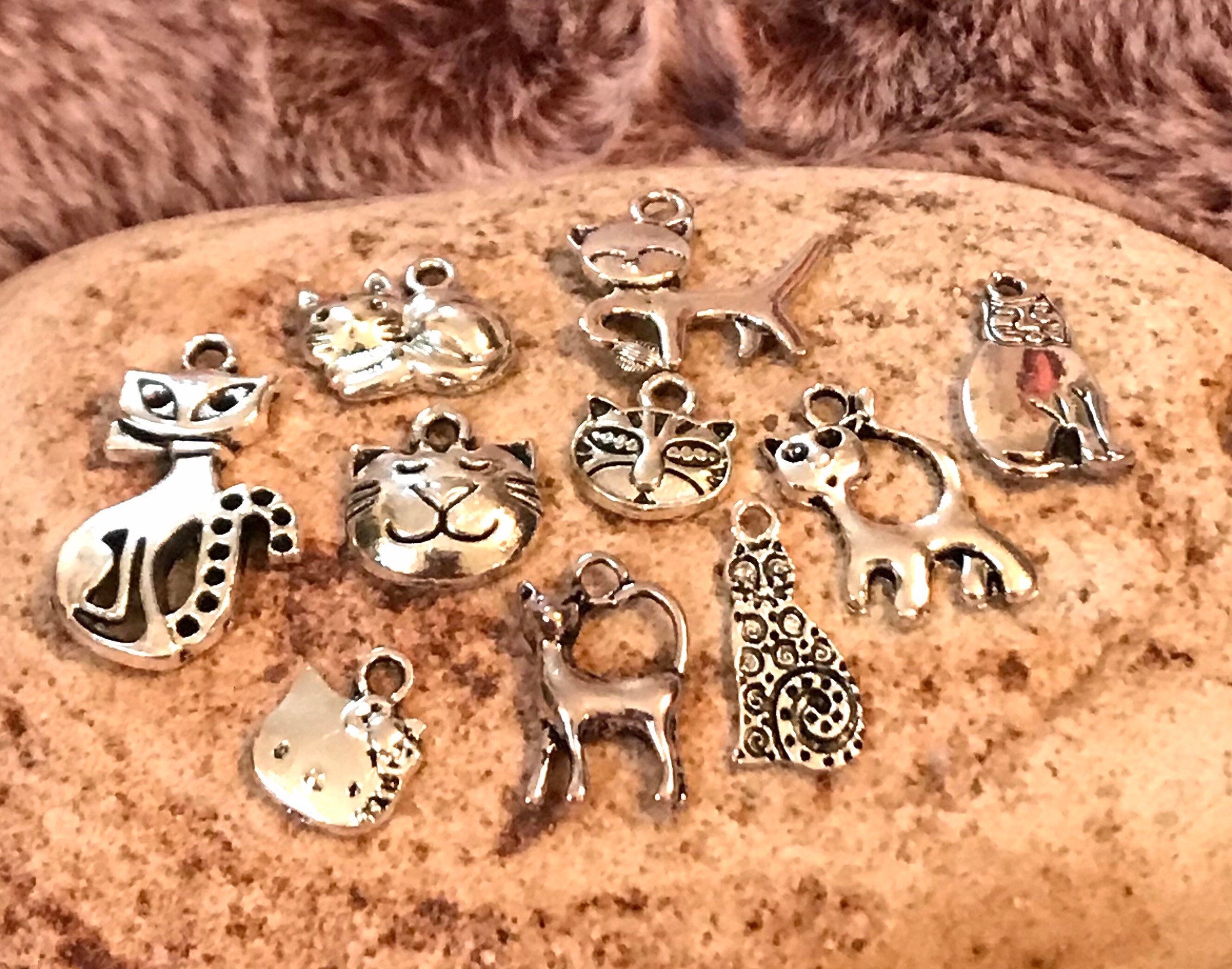 Kitty Cat Charms 10 silver metal charms for jewelry making Etsy