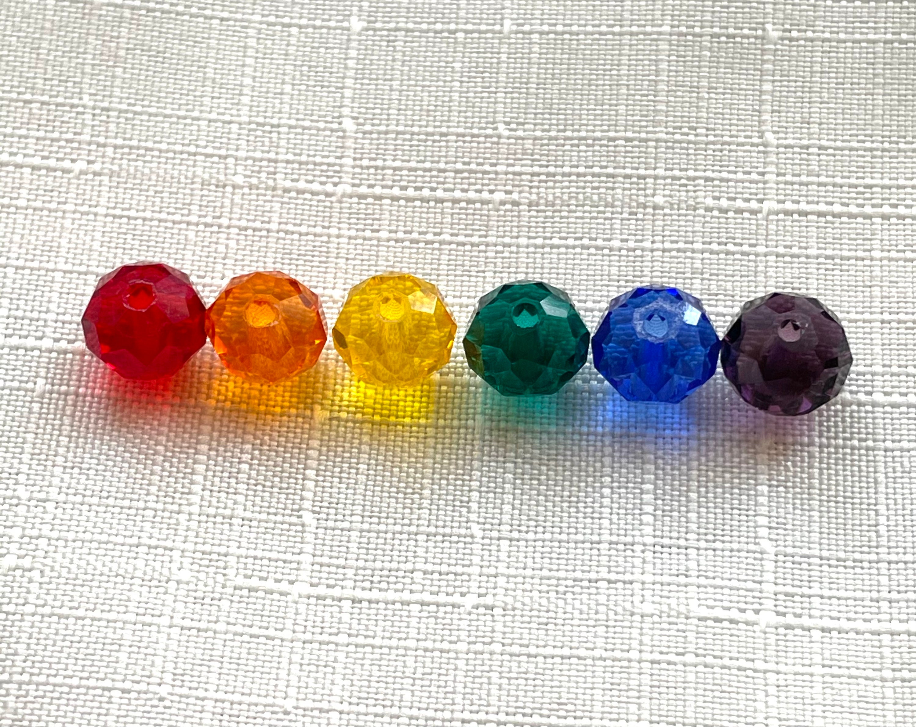 Set of 6 Crystal Glass Rainbow Beads you get 1 of each color Etsy