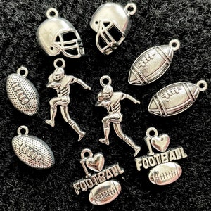 10 Piece Football Lover Charms antique Tibetan silver charms for jewelry making 5 pairs
