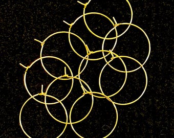 10 Piece Gold Wine Charm Blanks for wine glass charm making, make your own charms for dinner parties, etc. 1”