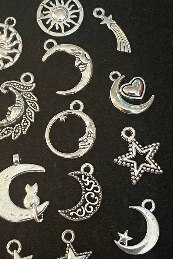 Small Round Sun and Moon Charm Pendants Jewelry making Witchy Charms