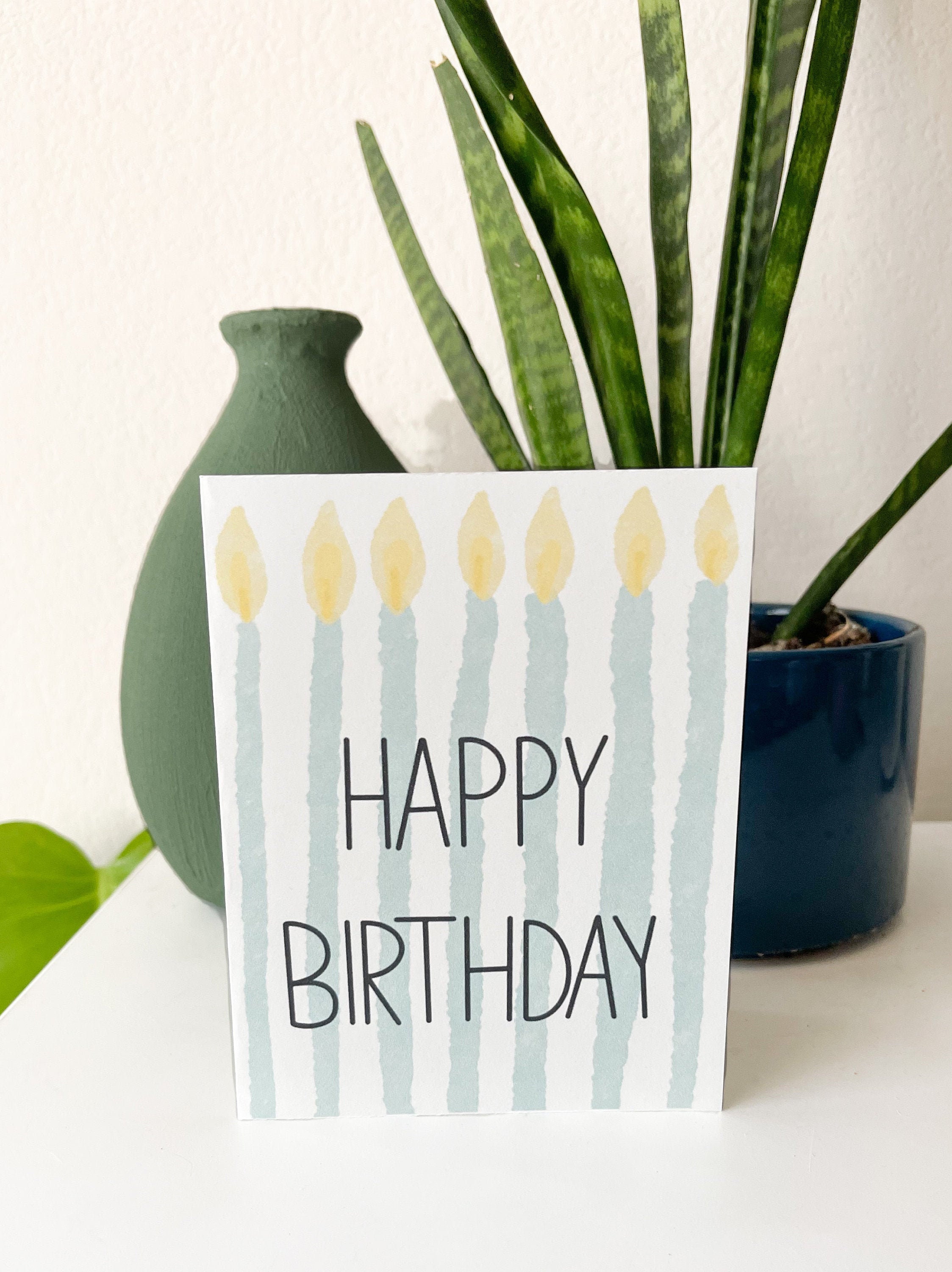 Happy Birthday Candle Card Birthday Card Greeting Cards Etsy