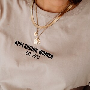 Women's Vintage T Shirt, Beige Applauding Women Mission Statement T Shirt, Women's T Shirt
