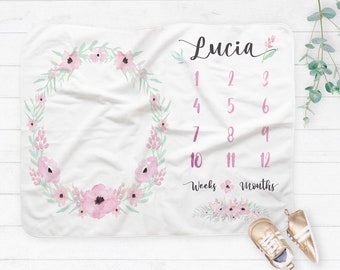 Personalized Floral Themed Baby Blanket (Multiple options)