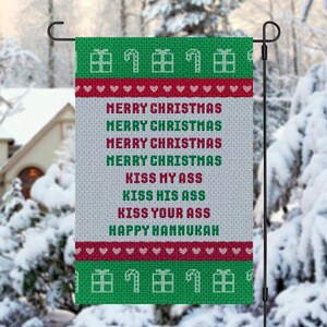 Funny “Merry Christmas Kiss My Ass&quot; Garden Flag