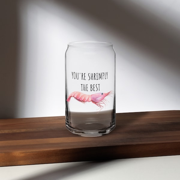 Shrimply the Best Can-shaped glass, Shrimp Glass, Iced Coffee Glass, Funny Iced Coffee Glass, Iced Coffee Lover Gift, Iced Tea GIft, Shrimp