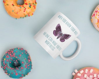 Butterfly Self Worth Mug: Motivational Ceramic Coffee Mug