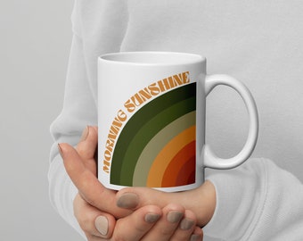 Morning Sunshine Rainbow Coffee Mug, Retro Positivity Gift