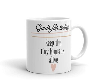 Taza "Mantén vivos a los pequeños humanos", regalo para profesores, taza de café para mamá