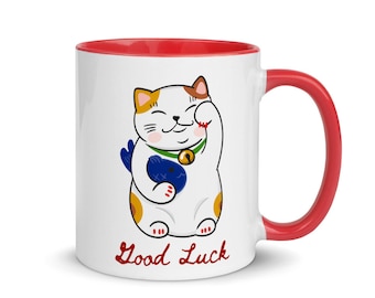Lucky Cat Mug: Maneki Neko Fortune Ceramic Mug