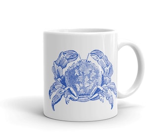 Blue Crab Coffee Mug, Beach House Ocean Gift