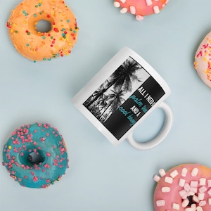 Palm Tree Mug, Beach Mug, Beach Lover Mug, Outdoor Mug, Palm Trees and Cool Breeze, Ceramic Coffee Mug,
